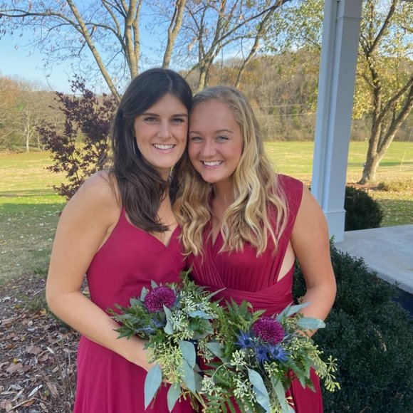 Azazie burgundy bridesmaid dress A8 - Picture 2 of 9